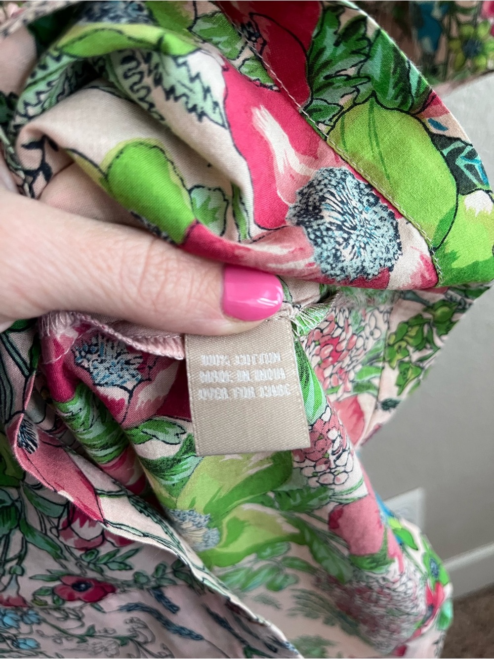 😎 Plum Pretty Sugar Botanical Floral Cotton Wrap Robe Pink Green Size Medium - Picture 10 of 13